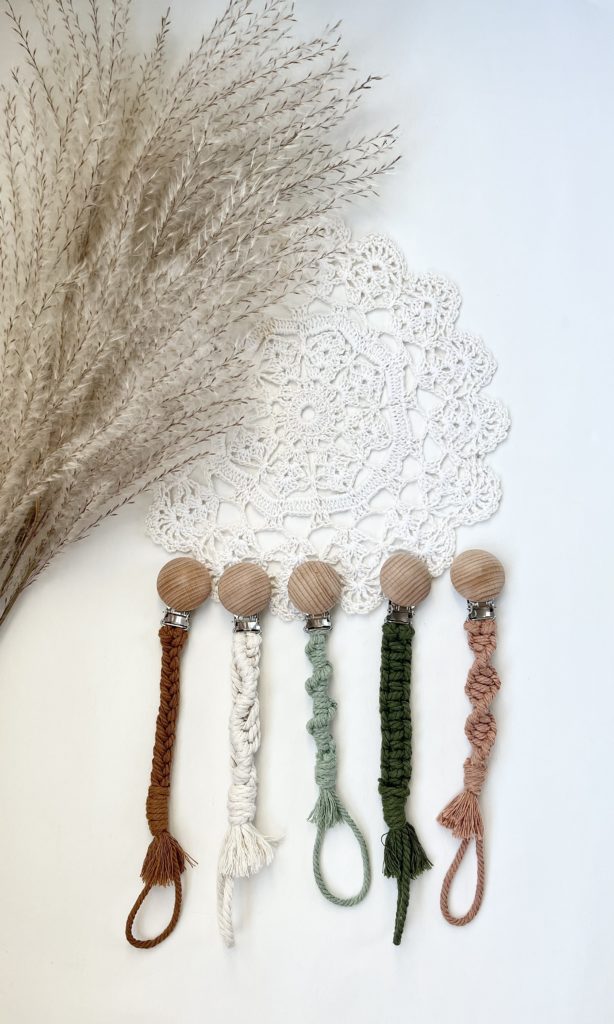 macramé pacifier clip The Village of Artisans